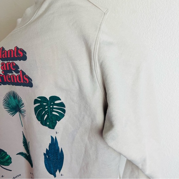 Might Fine Cream Plants Are Friends Graphic Cropped Sweatshirt Top - Picture 7 of 11